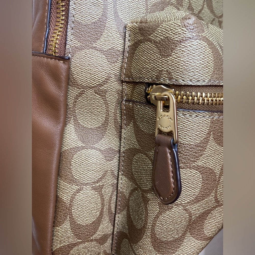 Coach Charlie Signature Brown/Tan Backpack Coated Canvas, Leather & Nylon Unisex - Picture 4 of 12